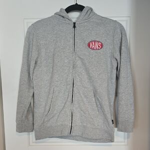 Vans Light Gray Hoodie with Red Logo
